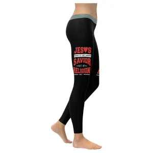 Jesus Is My Savior Not My Religion John 317 Christian Upf40  Womens Leggings - Christian Leggings For Women